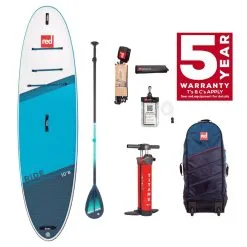Red Paddle Co. Red Paddle Co 10'8 Ride MSL Inflatable SUP + Cruiser Tough Paddle White-Blue-Dark Blue