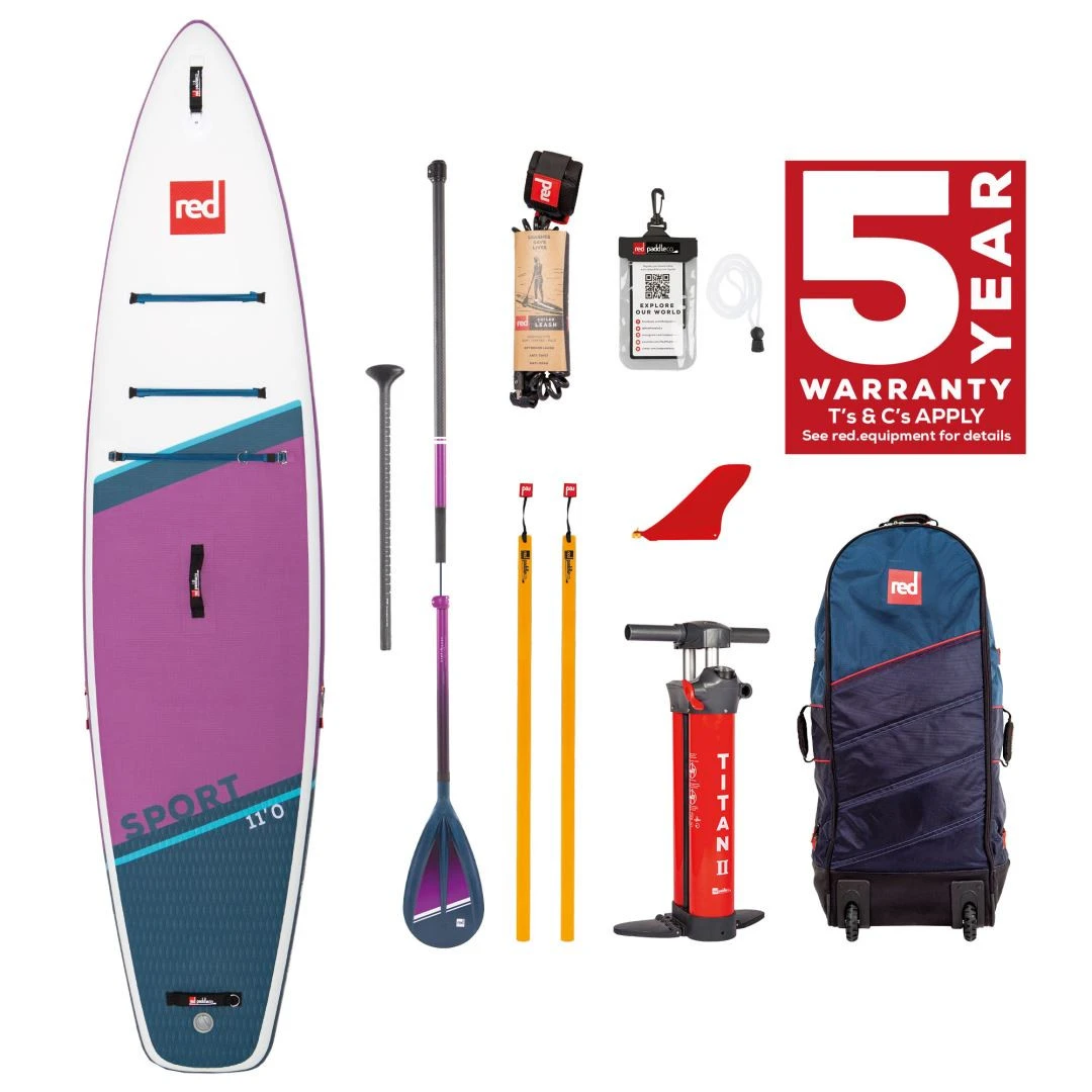 Red Paddle Co. Red Paddle Co 11'0 Sport MSL Inflatable SUP + Hybrid Tough Paddle White-Purple-Dark Blue 4 Red Paddle Co. Red Paddle Co 11'0 Sport MSL Inflatable SUP + Hybrid Tough Paddle White-Purple-Dark Blue – Image 2