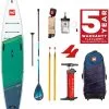 Red Paddle Co. Red Paddle Co 12’8 Voyager MSL Inflatable SUP + Hybrid Tough Paddle White-Green-Dark Blue -Planche à Pagaie red paddle co 12 6 voyager msl inflatable sup hybrid tough paddle white green dark blue 0