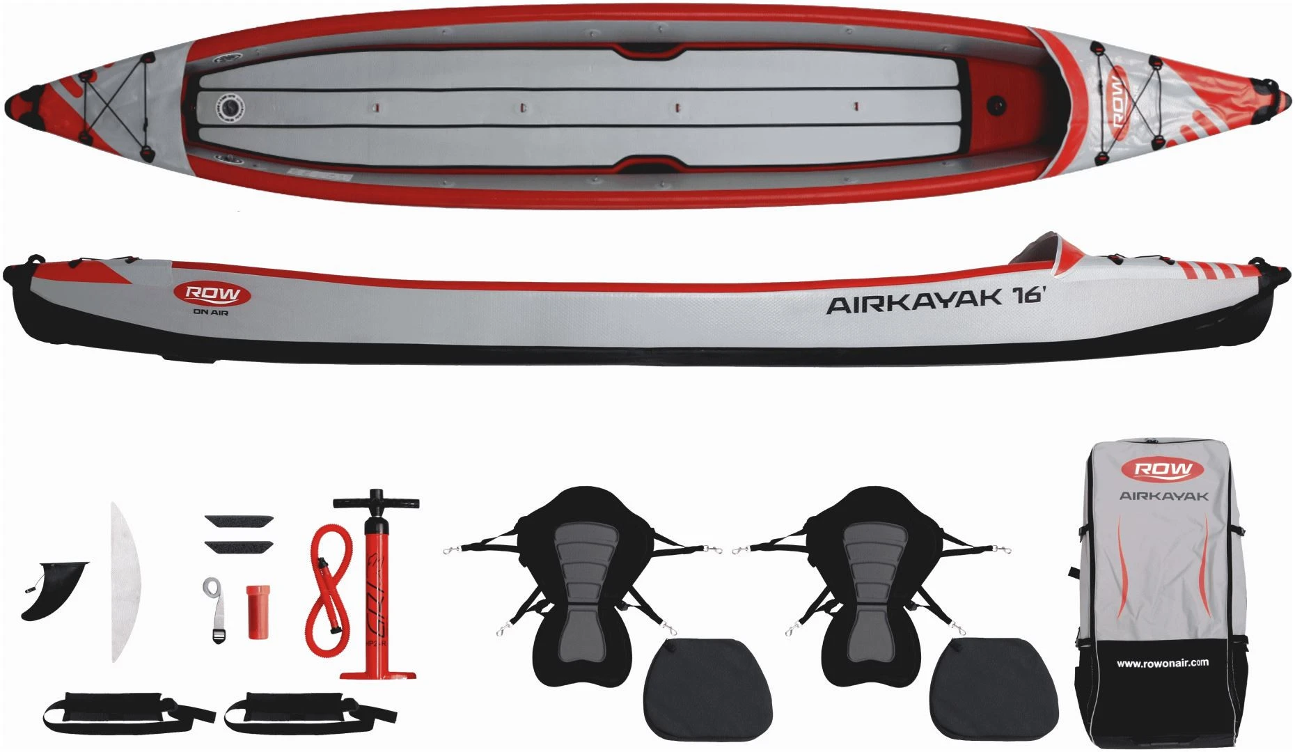 Row On Air Airkayak 16' 3 Row On Air Airkayak 16'